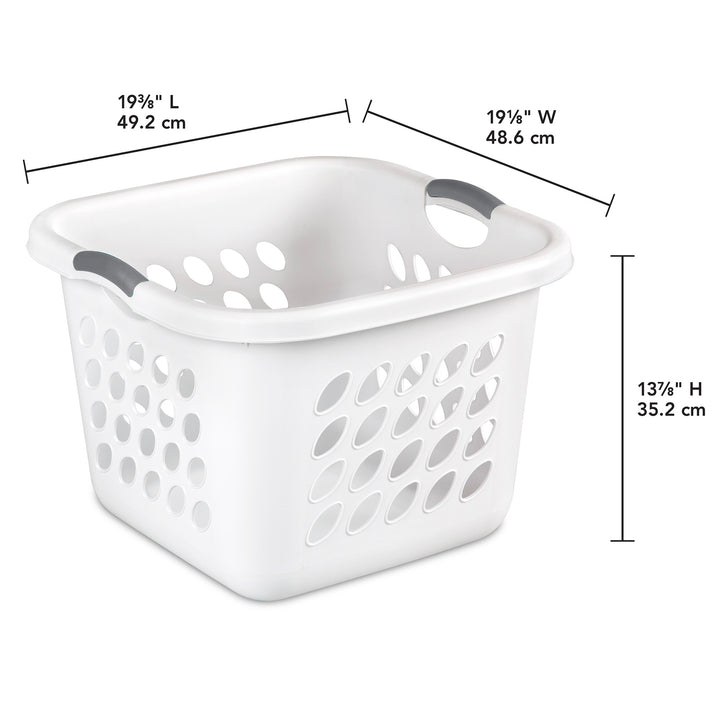 Sterilite Square Laundry Basket, 1.5 BushelHamper with Handles, White, 8 Pack