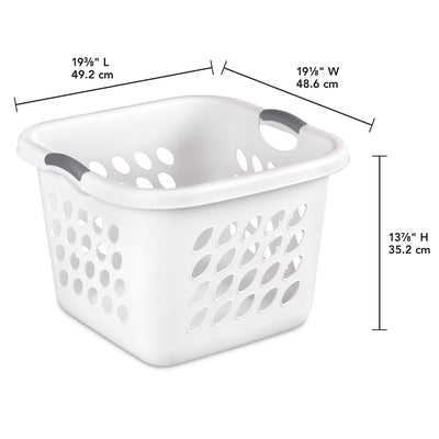 Sterilite Square Laundry Basket, 1.5 BushelHamper with Handles, White, 12 Pack - VMInnovations