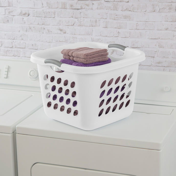 Sterilite Square Laundry Basket, 1.5 BushelHamper with Handles, White, 12 Pack - VMInnovations