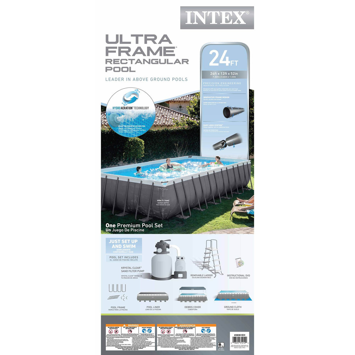 Intex 24' x 12' x 52" Ultra Frame Swimming Pool Set | 28361EH (Open Box)