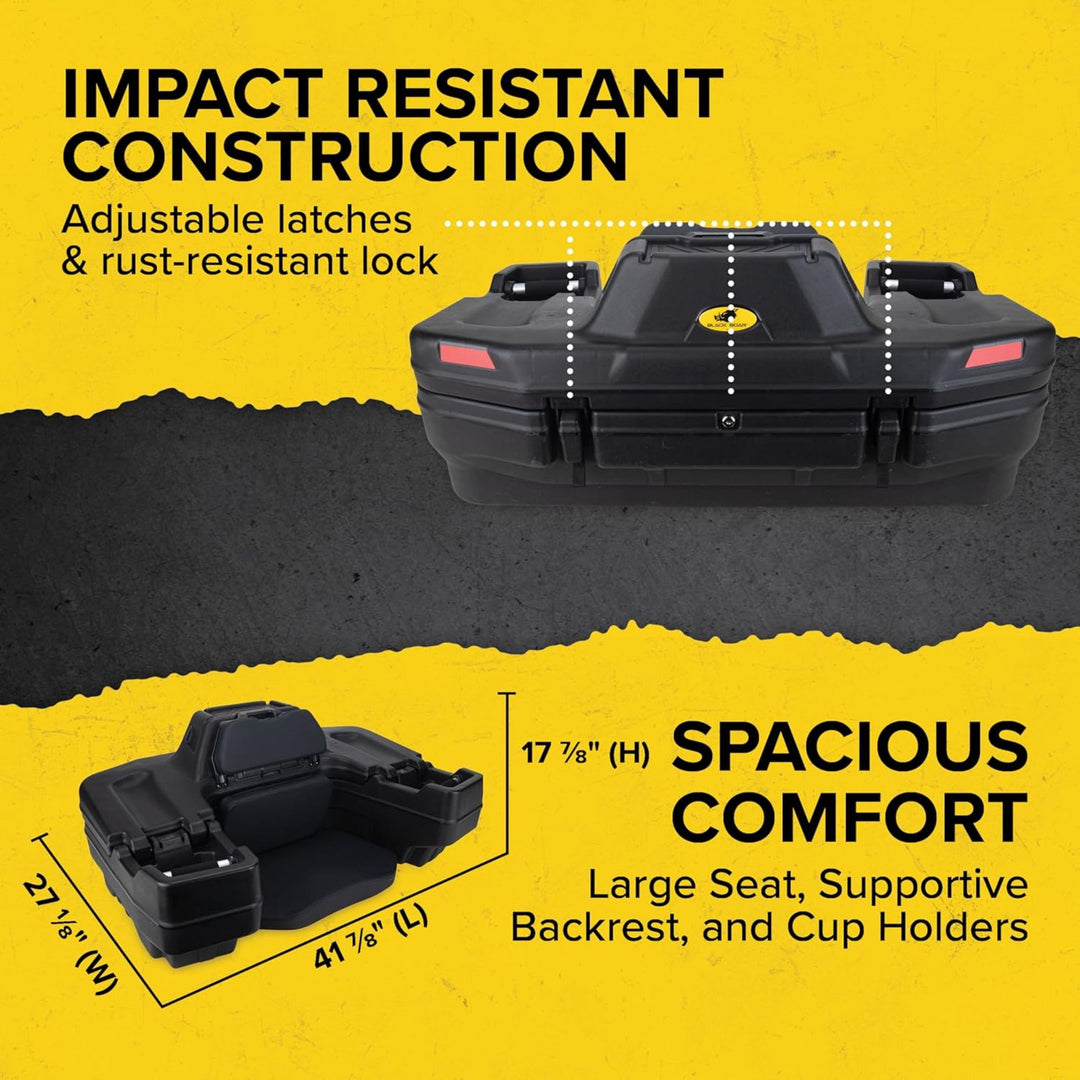 Black Boar ATV Rear Storage Box & Lounger, Seat with Increased Durability, 66014