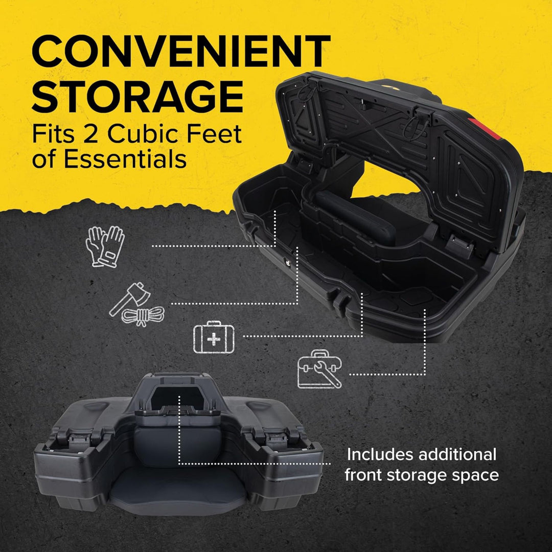 Black Boar ATV Rear Storage Box & Lounger, Seat with Increased Durability, 66014