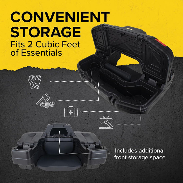 Black Boar ATV Rear Storage Box & Lounger, Seat with Increased Durability, 66014