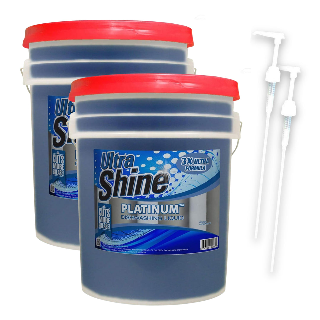 Ultra Shine™ 2 Pack 3X Platinum™ Dishwashing Liquid Grease Remover, 5 Gal, Blue - VMInnovations
