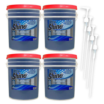 Ultra Shine™ 4 Pack 3X Platinum™ Dishwashing Liquid Grease Remover, 5 Gal, Blue - VMInnovations