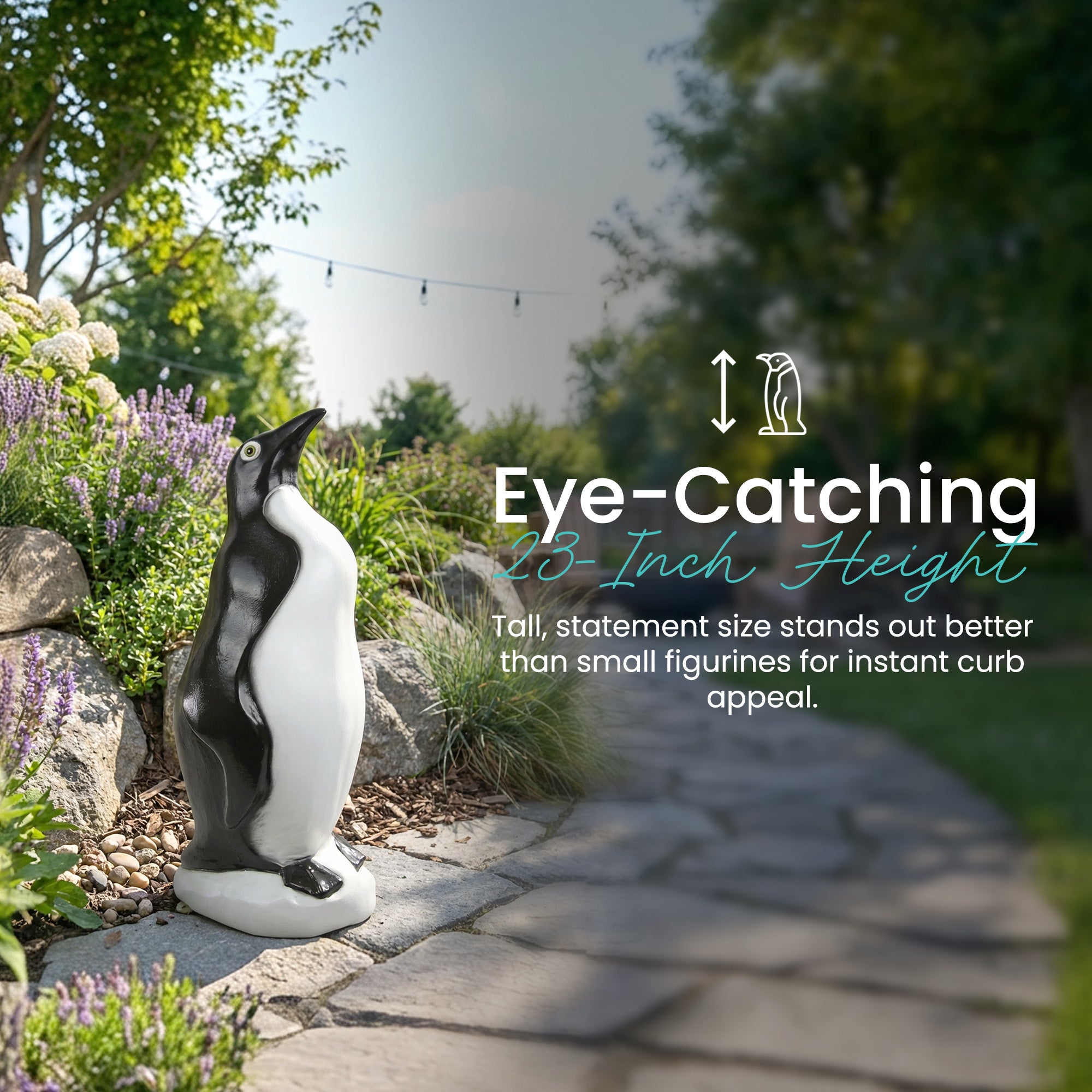 Union Products Outdoor Penguin Lawn and Garden Statue, 23" Tall Animal Figurine - VMInnovations