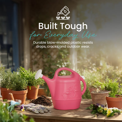 Union Products Indoor Outdoor Flamingo 2 Gallon Plastic Plant Watering Can, Pink - VMInnovations