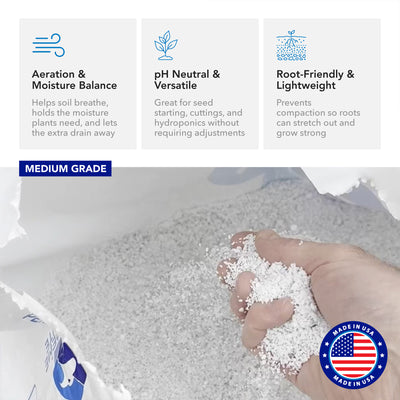 Supreme Perlite Medium Horticultural Perlite for Potting Soil Mixes, 4 Cu Ft Bag - VMInnovations