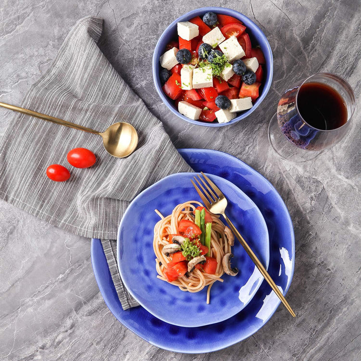 Stone Lain Constance Porcelain 16 Piece Dinnerware Set, Service for 4, Blue