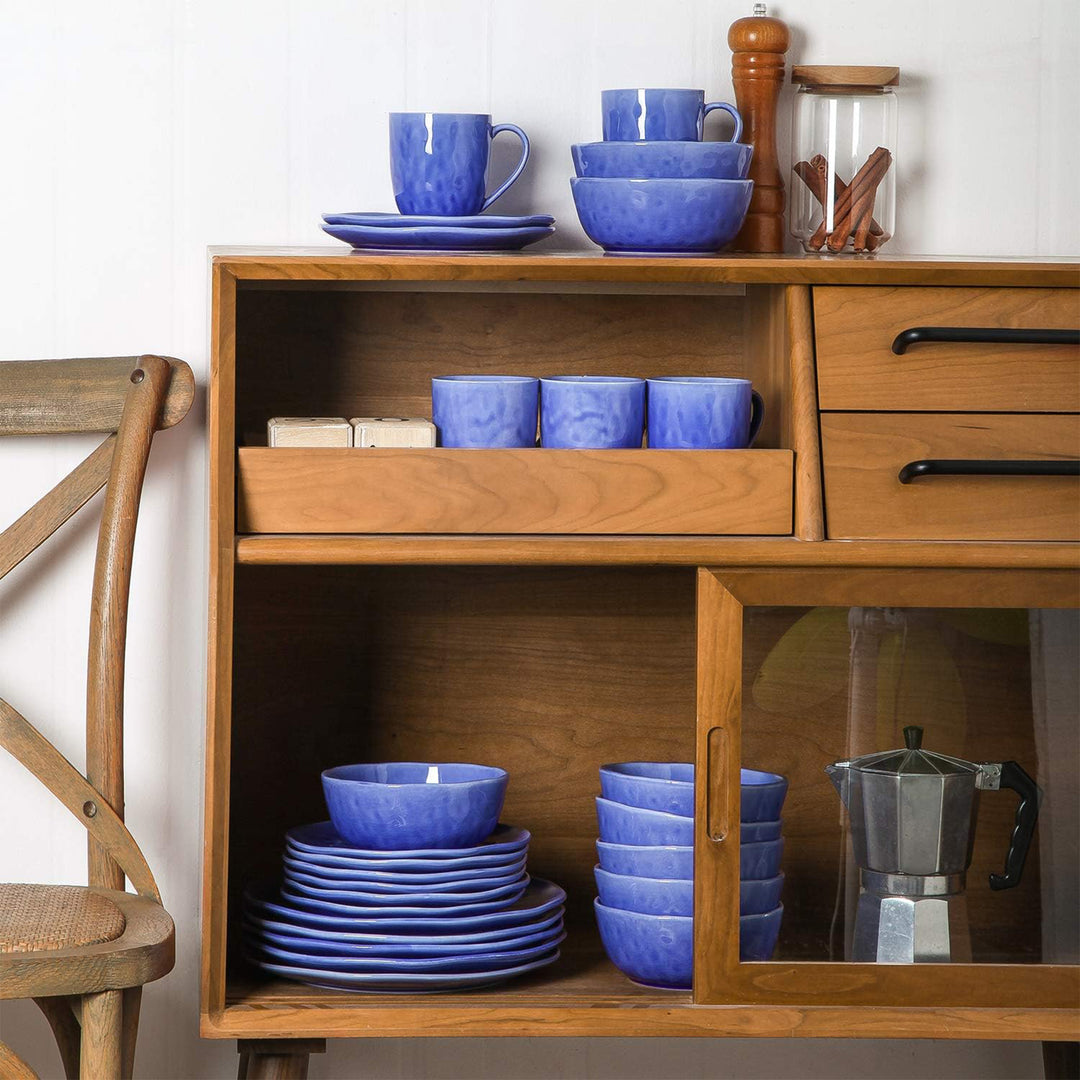 Stone Lain Constance Porcelain 16 Piece Dinnerware Set, Service for 4, Blue