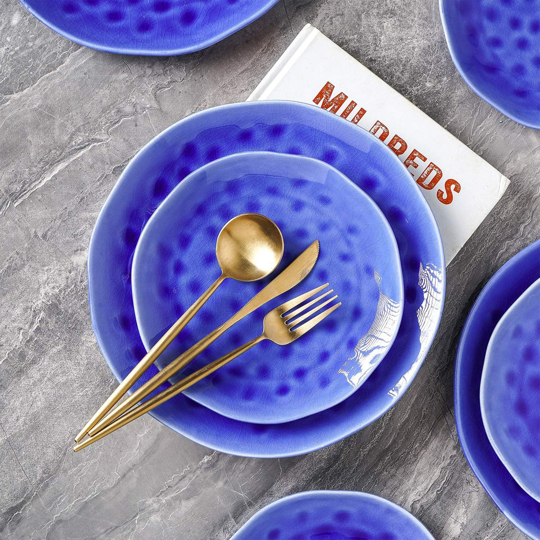 Stone Lain Constance Porcelain 16 Piece Dinnerware Set, Service for 4, Blue