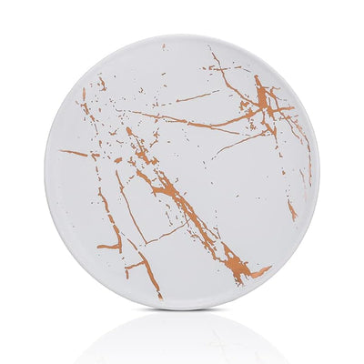Stone Lain Zora Porcelain 4 Piece Dinner Plate Set, Serving Dishes, White - VMInnovations