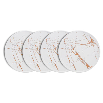 Stone Lain Zora Porcelain 4 Piece Dinner Plate Set, Serving Dishes, White - VMInnovations