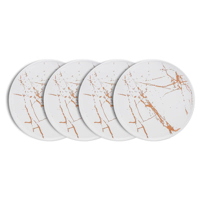 Stone Lain Zora Porcelain 4 Piece Salad Dinner Plate Set, Serving Dishes, White