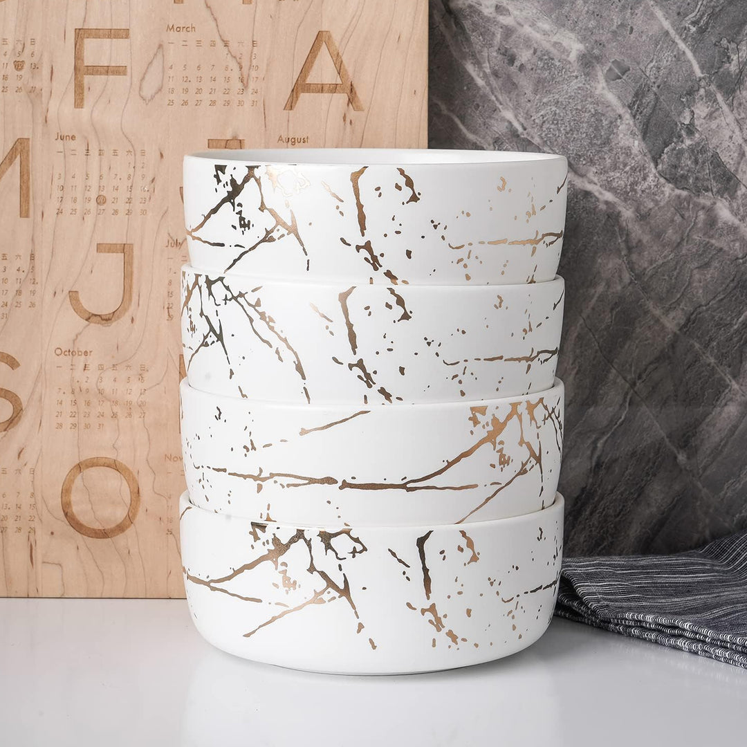 Stone Lain Zora Porcelain 4 Piece Bowl Set, Soup or Salad Serving Dishes, White