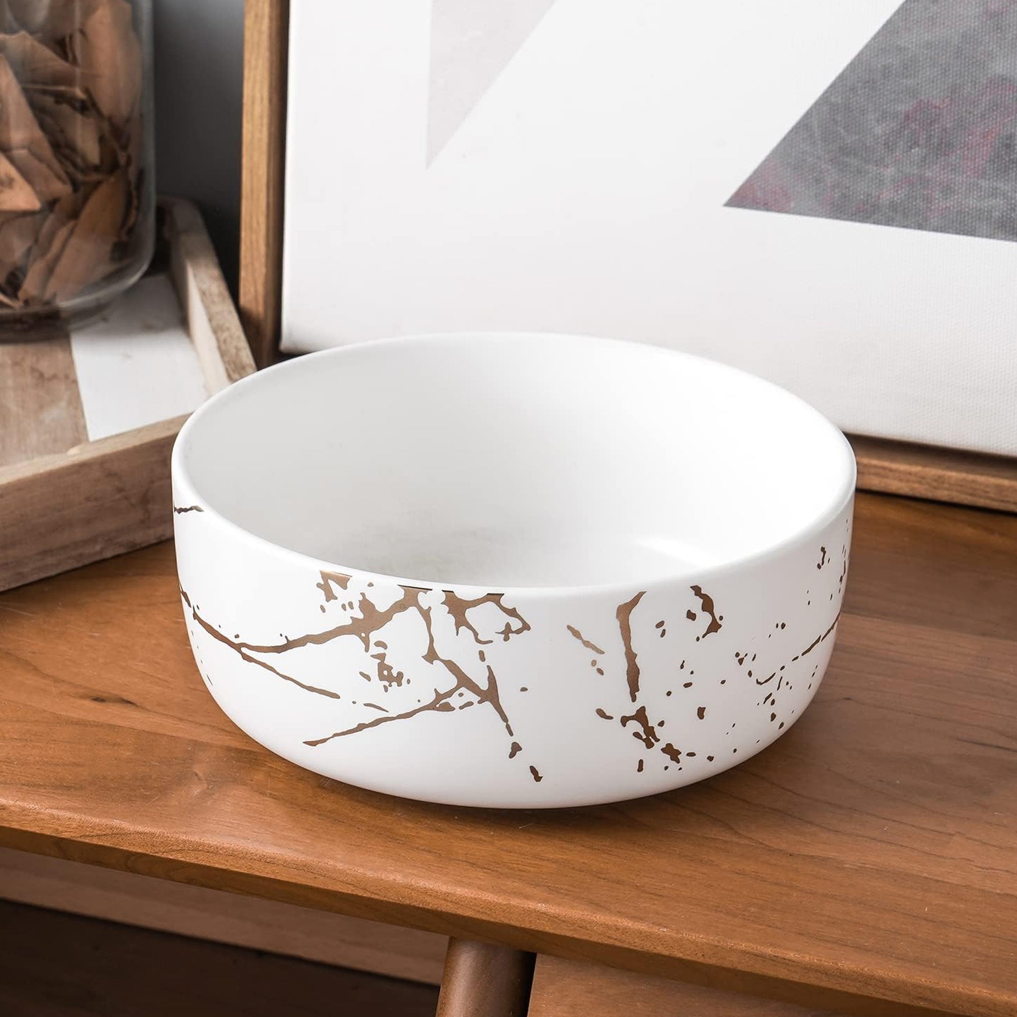 Stone Lain Zora Porcelain 4 Piece Bowl Set, Soup or Salad Serving Dishes, White - VMInnovations