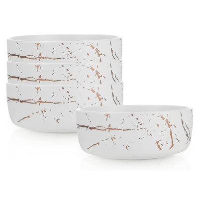 Stone Lain Zora Porcelain 4 Piece Bowl Set, Soup or Salad Serving Dishes, White - VMInnovations