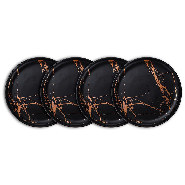 Stone Lain Zora Porcelain 4 Piece Dinner Plate Set, Serving Dishes, Black