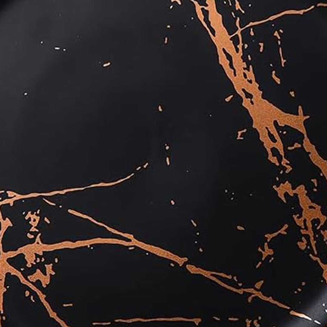 Stone Lain Zora Porcelain 4 Piece Salad Dinner Plate Set, Serving Dishes, Black