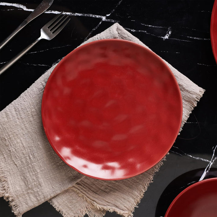 Stone Lain Sam Porcelain 16 Piece Dinnerware Set, Dish Set w/Service for 4, Red