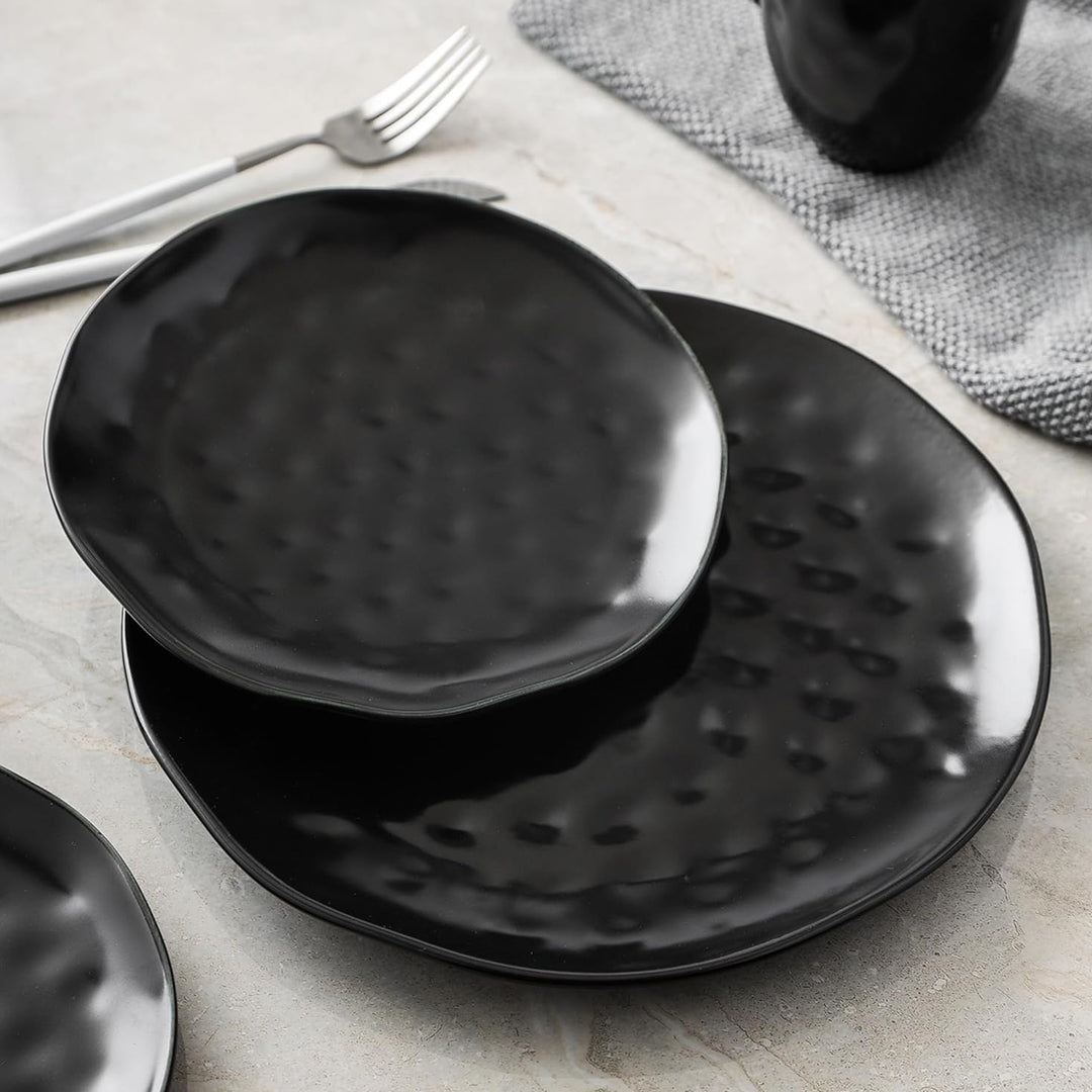 Stone Lain Ivy Stoneware 24 Piece Dinnerware Set, Service for 6, Black