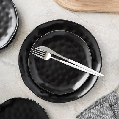 Stone Lain Ivy Stoneware 24 Piece Dinnerware Set, Service for 6, Black(Open Box) - VMInnovations