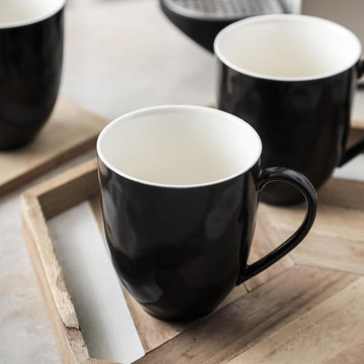 Stone Lain Ivy Stoneware 24 Piece Dinnerware Set, Service for 6, Black - VMInnovations