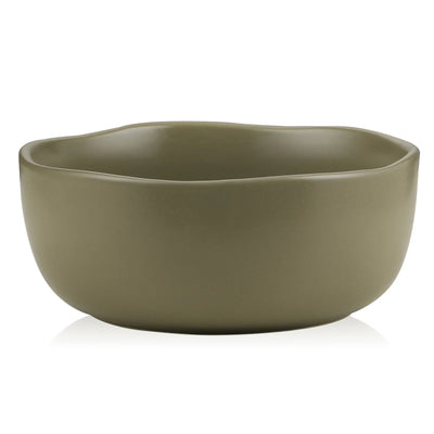 Stone Lain Tom 4 Piece Rustic Stoneware Bowl Set for Soups or Salads, Olive - VMInnovations