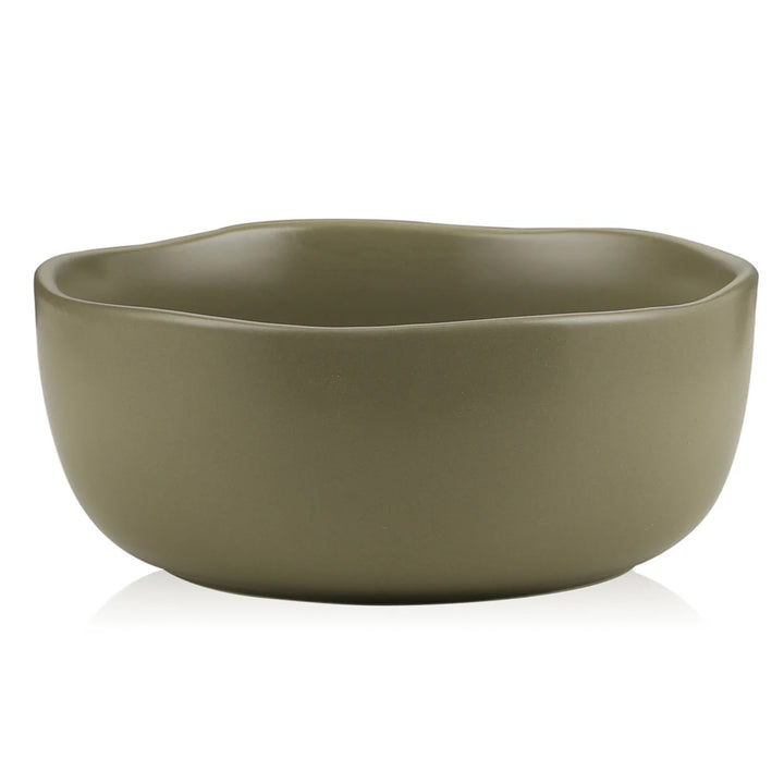 Stone Lain Tom 4 Piece Rustic Stoneware Bowl Set for Soups or Salads, Olive
