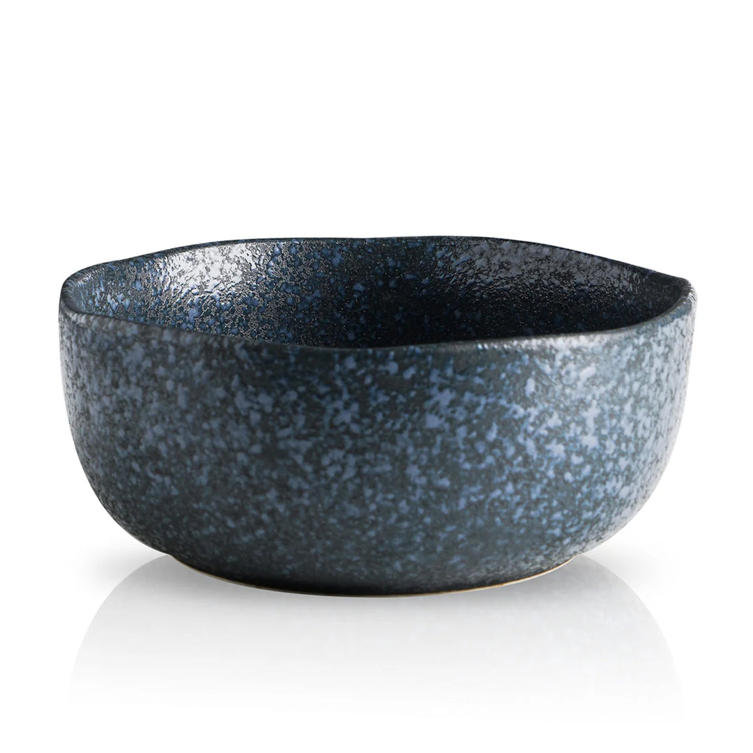 Stone Lain Tom 4 Piece Stoneware Bowl Set for Soups or Salads, Gray and Blue