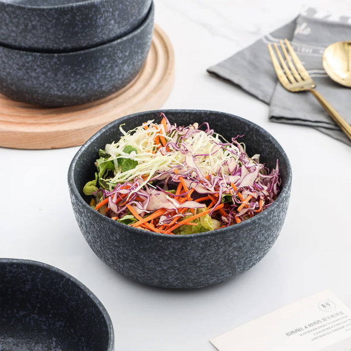 Stone Lain Tom 4 Piece Stoneware Bowl Set for Soups or Salads, Gray and Blue