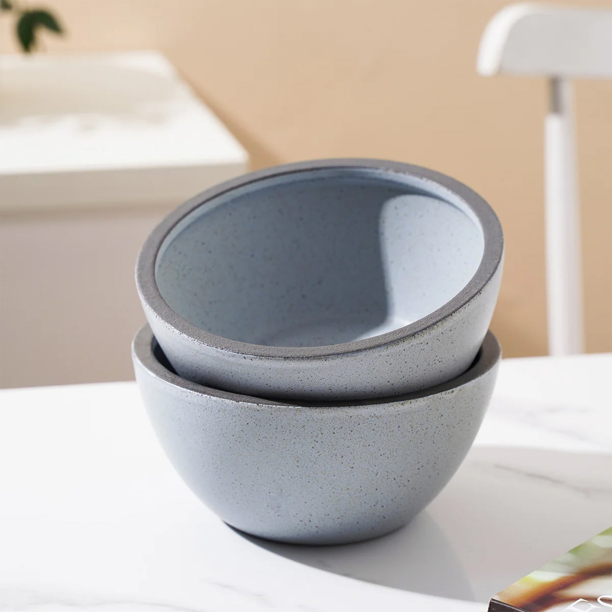 Stone Lain Tina 4 Piece Stoneware Bowl Set for Soups or Salads, Blue and Gray - VMInnovations