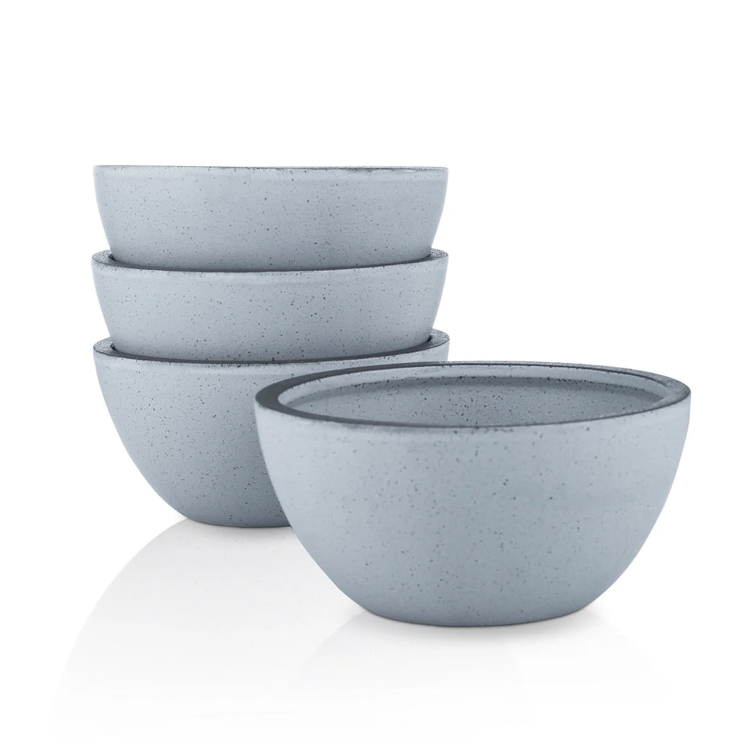 Stone Lain Tina 4 Piece Stoneware Bowl Set for Soups or Salads, Blue and Gray