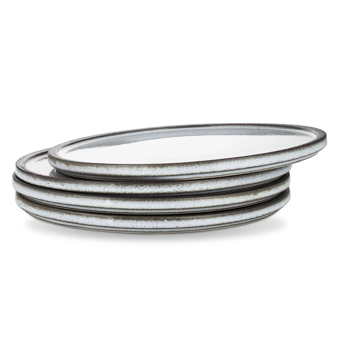 Stone Lain 4 Piece Vince Rustic Stoneware 11" Dinner Plate Set, Grey and White