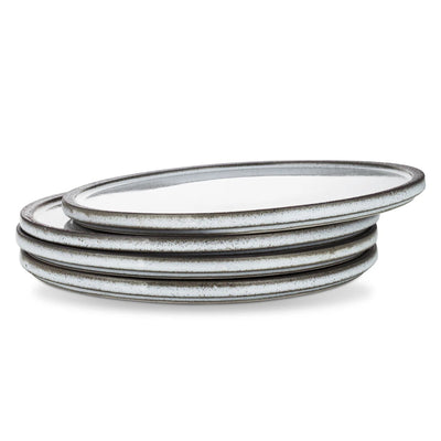 Stone Lain 4 Piece Vince Rustic Stoneware 11" Dinner Plate Set, Grey and White - VMInnovations