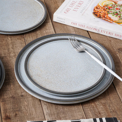 Stone Lain 4pc Vince Rustic Stoneware 11" Dinner Set, Grey & White (Open Box)