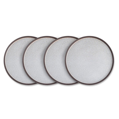 Stone Lain 4 Piece Vince Rustic Stoneware 11" Dinner Plate Set, Grey and White - VMInnovations