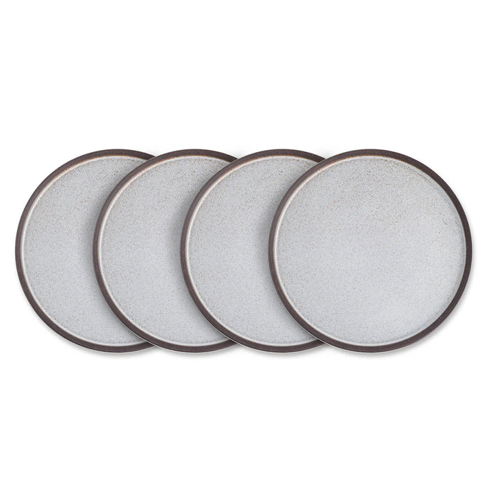 Stone Lain 4 Piece Vince Rustic Stoneware 11" Dinner Plate Set, Grey and White