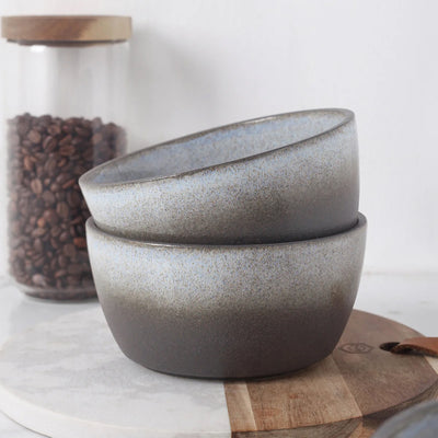 Stone Lain Vince 4 Piece Stoneware Bowl Set for Soups or Salads, Grey and White - VMInnovations