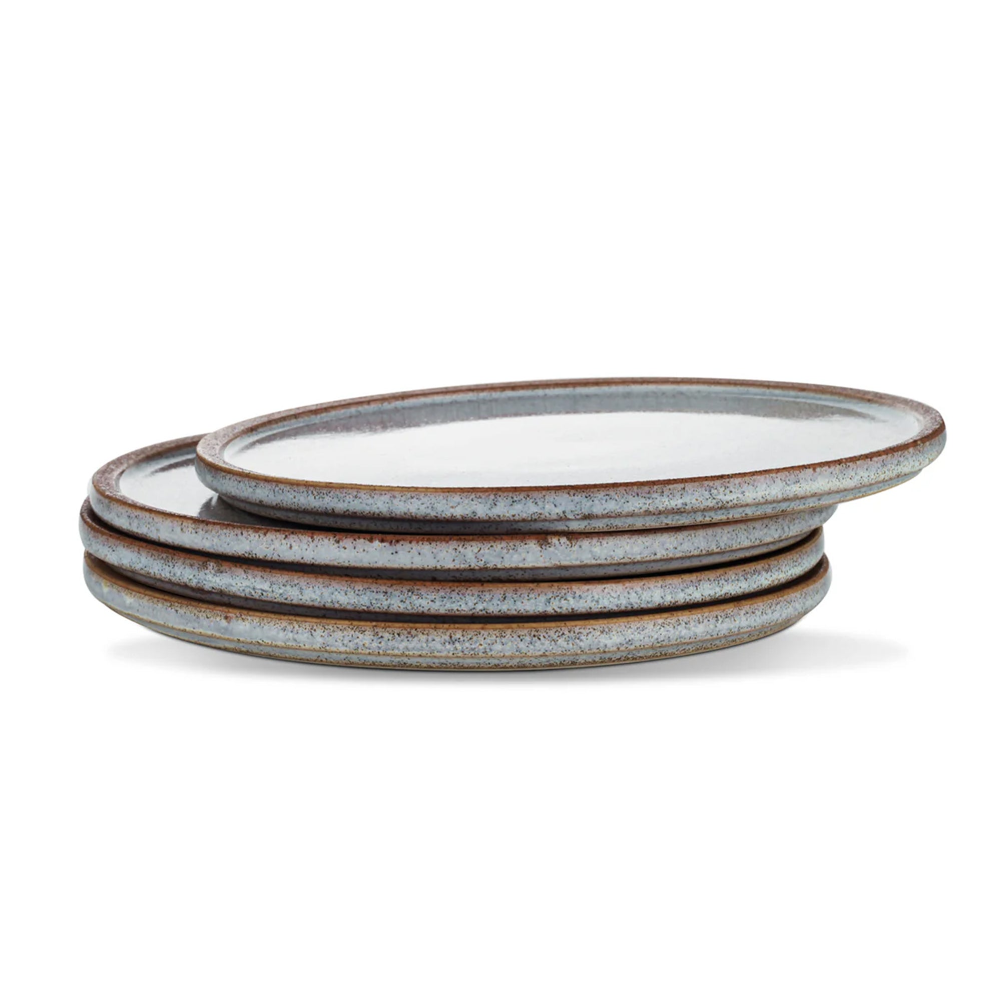 Stone Lain 4 Piece Vince Rustic Stoneware 11" Dinner Plate Set, Brown and White - VMInnovations