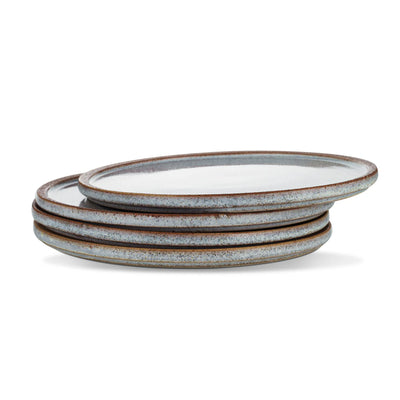Stone Lain 4 Piece Vince Rustic Stoneware 11" Dinner Plate Set, Brown and White - VMInnovations