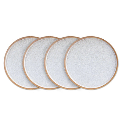 Stone Lain 4 Piece Vince Rustic Stoneware 11" Dinner Plate Set, Brown and White - VMInnovations