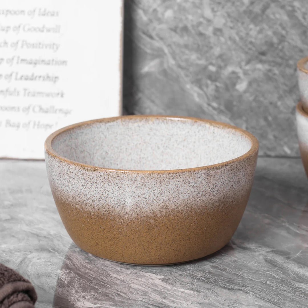 Stone Lain Vince 4 Piece Stoneware Bowl Set for Soups or Salads, Brown and White