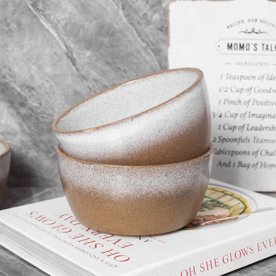 Stone Lain Vince 4 Piece Stoneware Bowl Set for Soups or Salads, Brown and White - VMInnovations