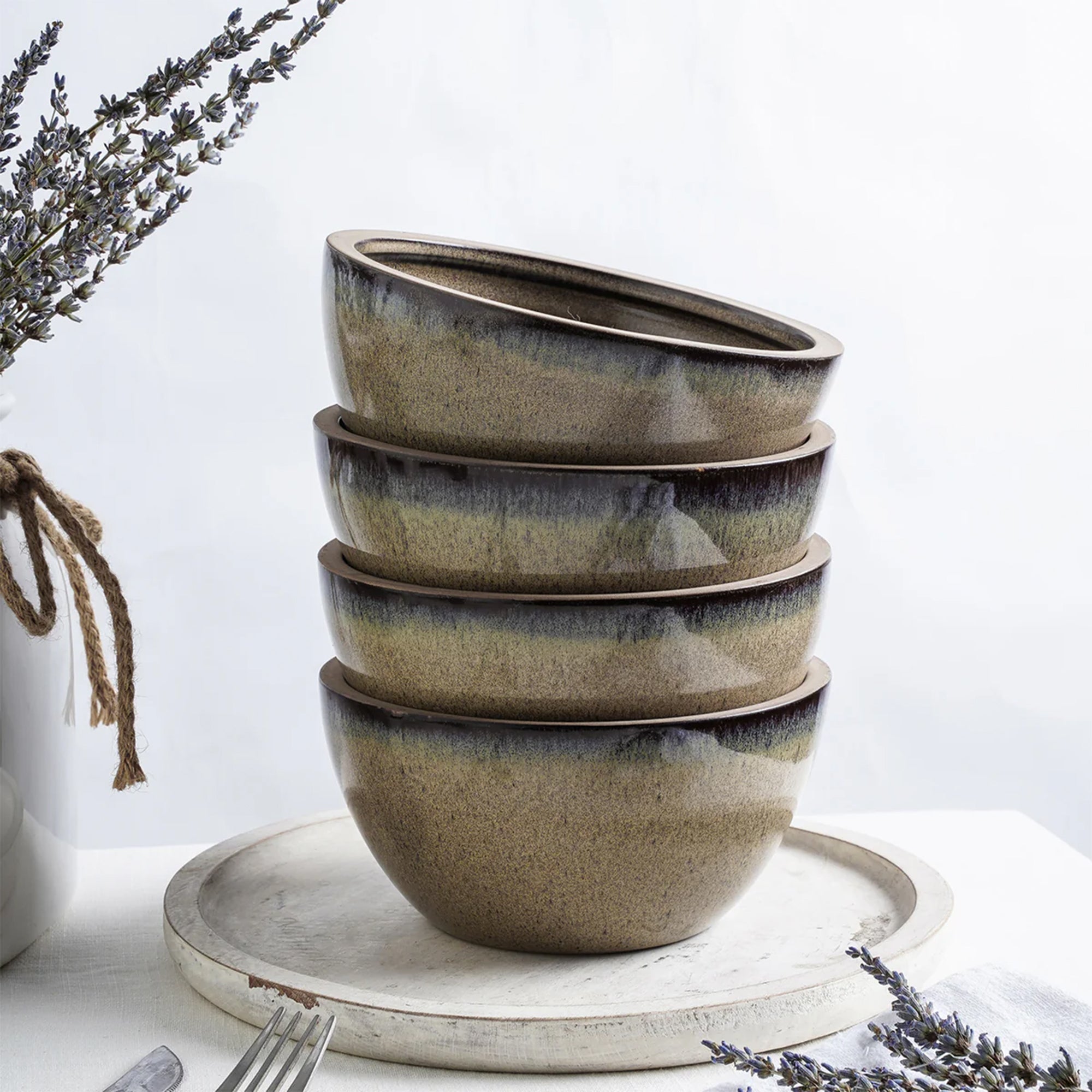 Stone Lain Tina 4 Piece Stoneware Bowl Set for Soups or Salads (Open Box)