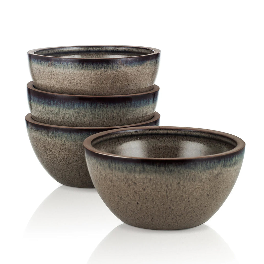 Stone Lain Tina 4 Piece Stoneware Bowl Set for Soups or Salads, Green and Beige