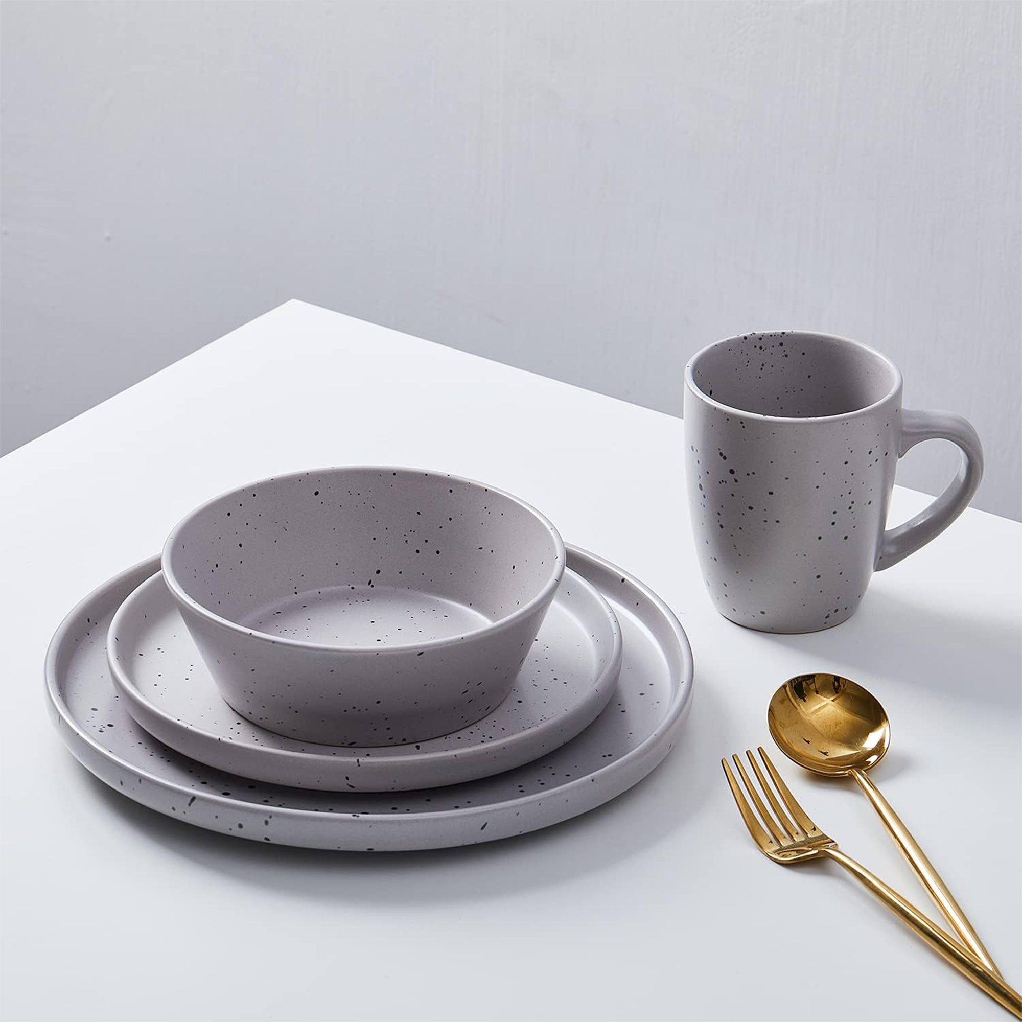 Stone Lain Jade Stoneware 16 Piece Dinnerware Set, Service for 4, (Open Box)