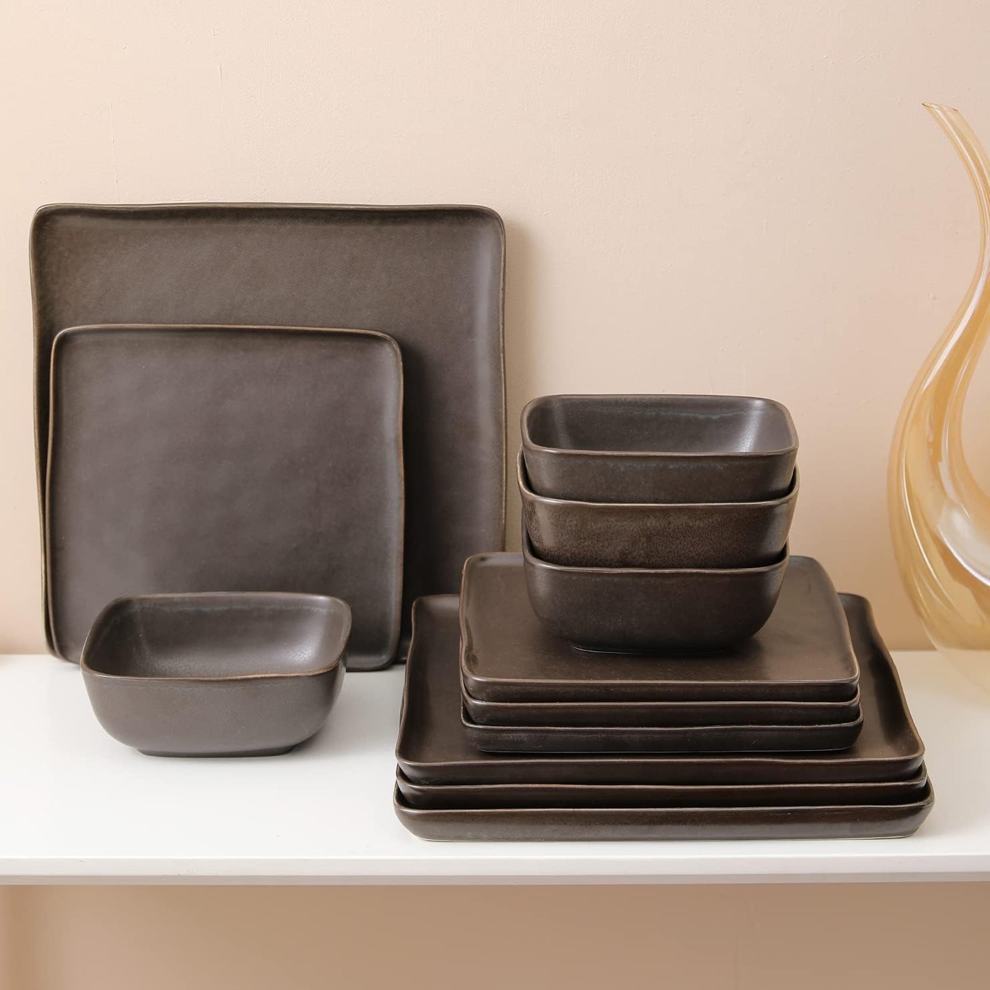Stone Lain Jonny Stoneware 12pc Dinnerware, Dish Set w/Service for 4 (Open Box) - VMInnovations