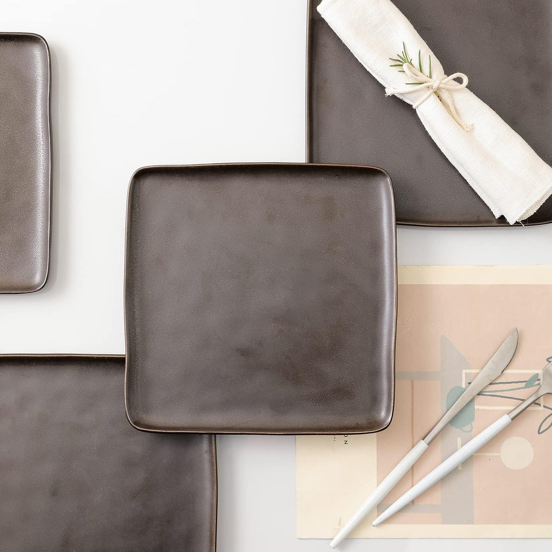 Stone Lain Jonny Stoneware 12 Piece Dinnerware, Dish Set w/Service for 4, Brown