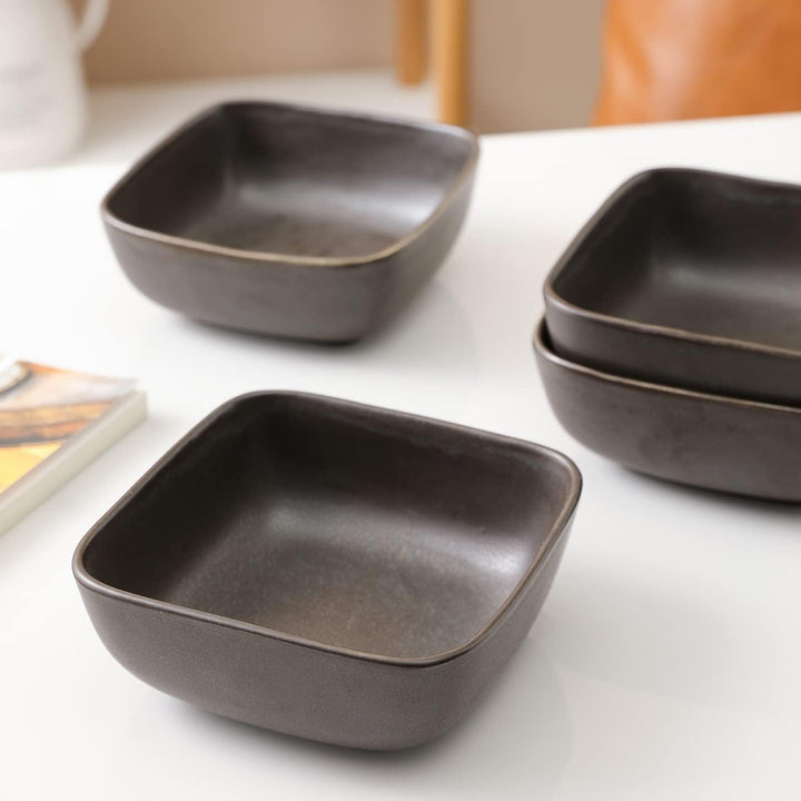 Stone Lain Jonny Stoneware 12 Piece Dinnerware, Dish Set w/Service for 4, Brown